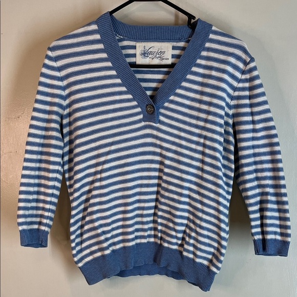 Ralph Lauren Sweaters - Ralph Lauren Blue and Cream Striped Sweater Nautical
